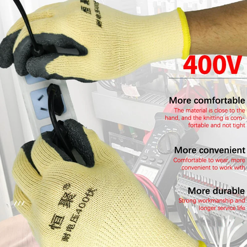 2PCS Electrician Work Gloves Protective Tool 400v Insulating Gloves Anti-electricity Low Voltage Security Protection Gloves