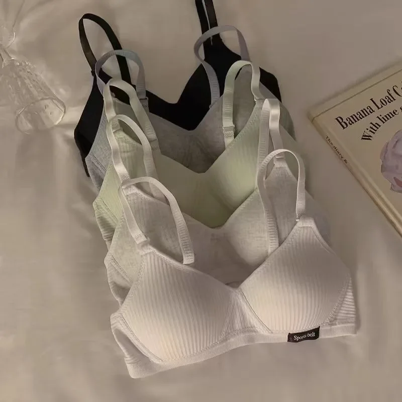 Korean Simple Young Girl Sexy Bras Small Chest Gathered Breathable Women's Bra Student Seamless Comfortable Daily Bras Lingerie