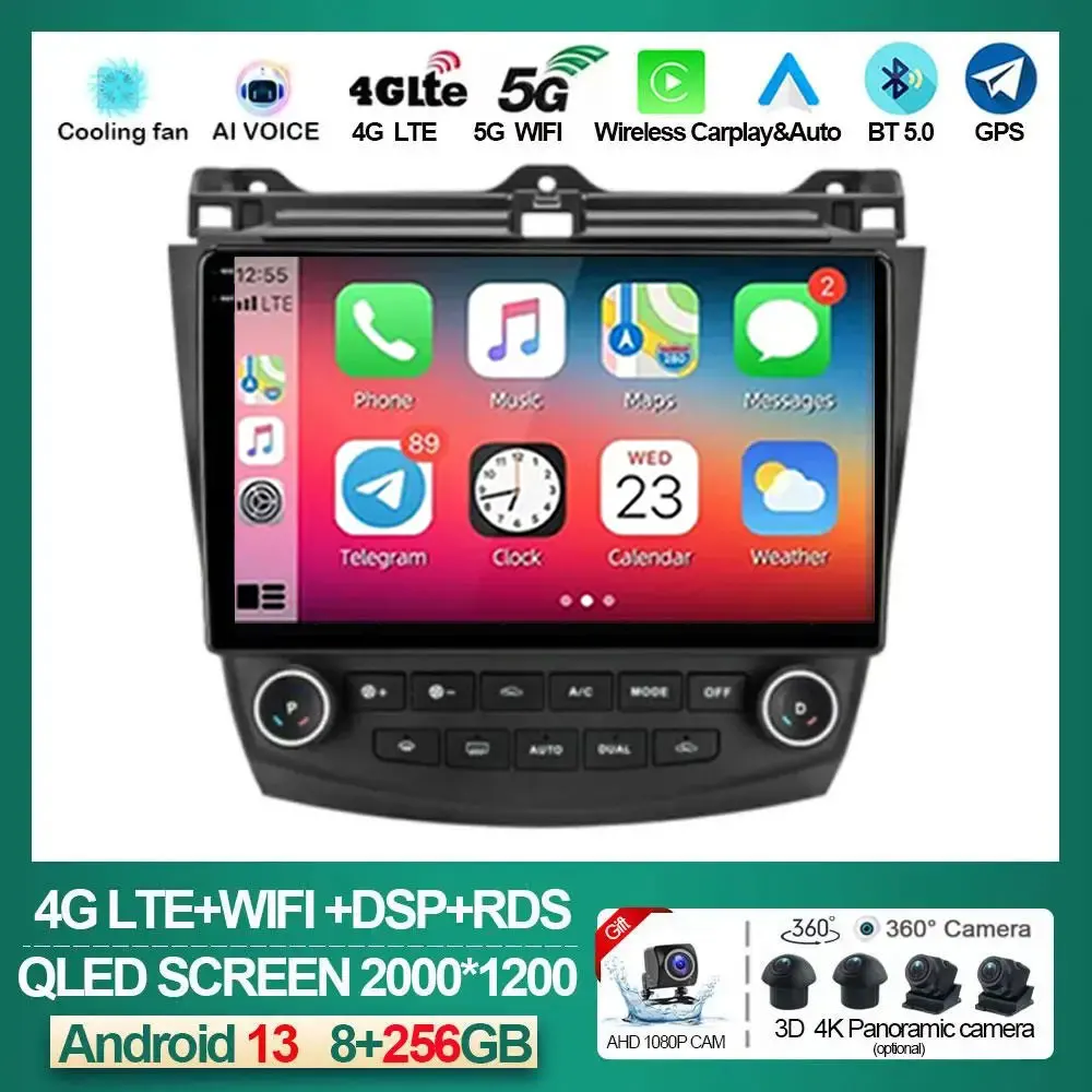 

10.1 inch Android 13 Car radio Multimedia Player for Honda ACCORD 7 2003 - 2007 GPS 4G Navigation 2din dvd Audio NO 2 din