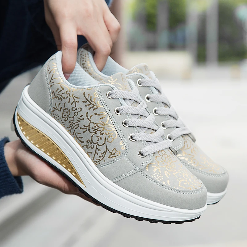 Women Leather Casual Sneakers Fashion Comfortable Platform Walking Shoes Wedge Moccasins Breathable Loafers Zapatos De Mujer