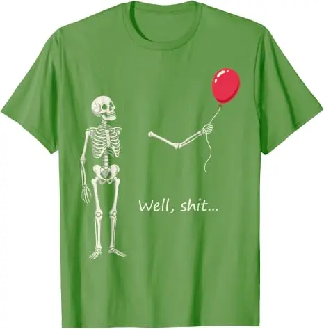 Y2k Gothic Skelett Halloween-Kostüm Humor Skelett Verlorener Ballon Scheiße Lustiges Sprichwort Zitat Herren Damen T-Shirt FSkeleton Tees – Detail 18