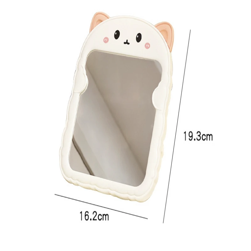 

Foldable Cat Ear Vanity Mirror - Compact, Lightweight, Travel-Friendly, Durable Plastic Frame, Cordless, Portable Makeup Mirror