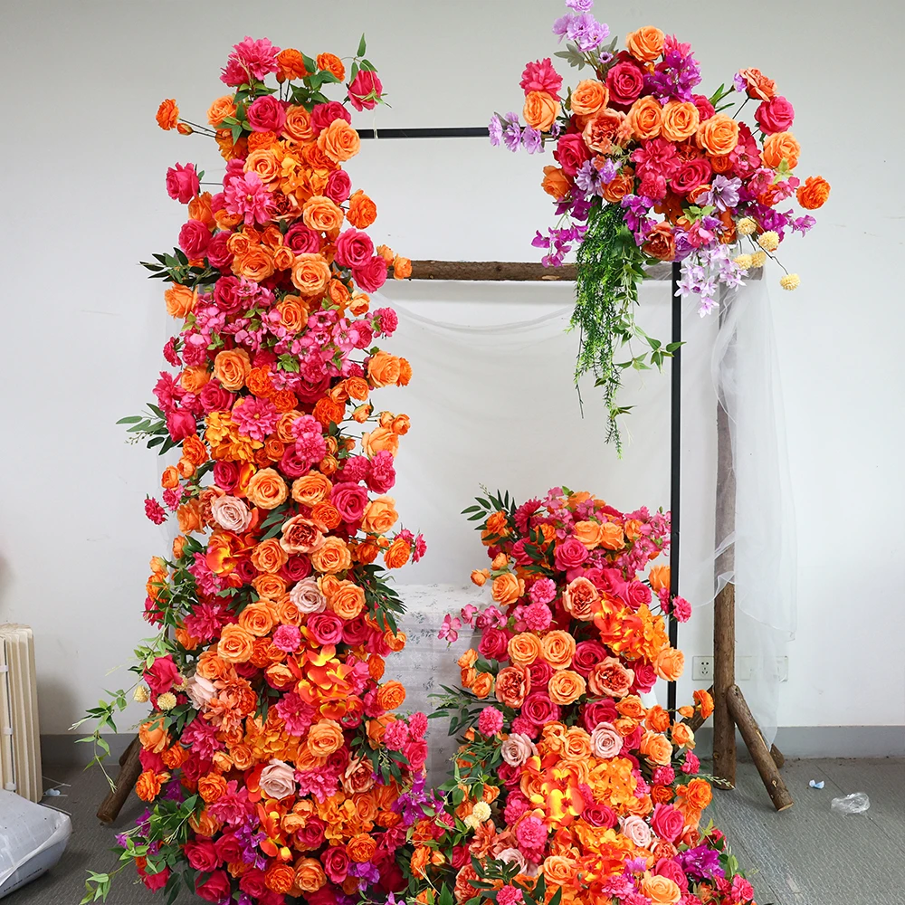 

Роскошная арка из оранжевых роз для свадебного декора, цветочные композиции для столов, ряды цветов, реквизит для банкетов и вечеринок, высококачественные украшения
