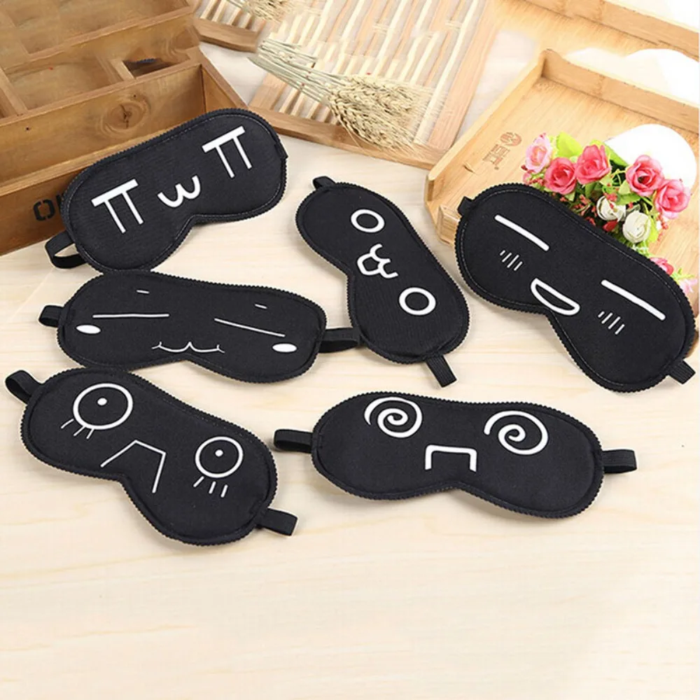 Black Sleeping Eye Mask Internet Punctuation Emoticons Pattern Sleep Aids Sleeping Blindfold Light-proof Eye Patch Insomniac