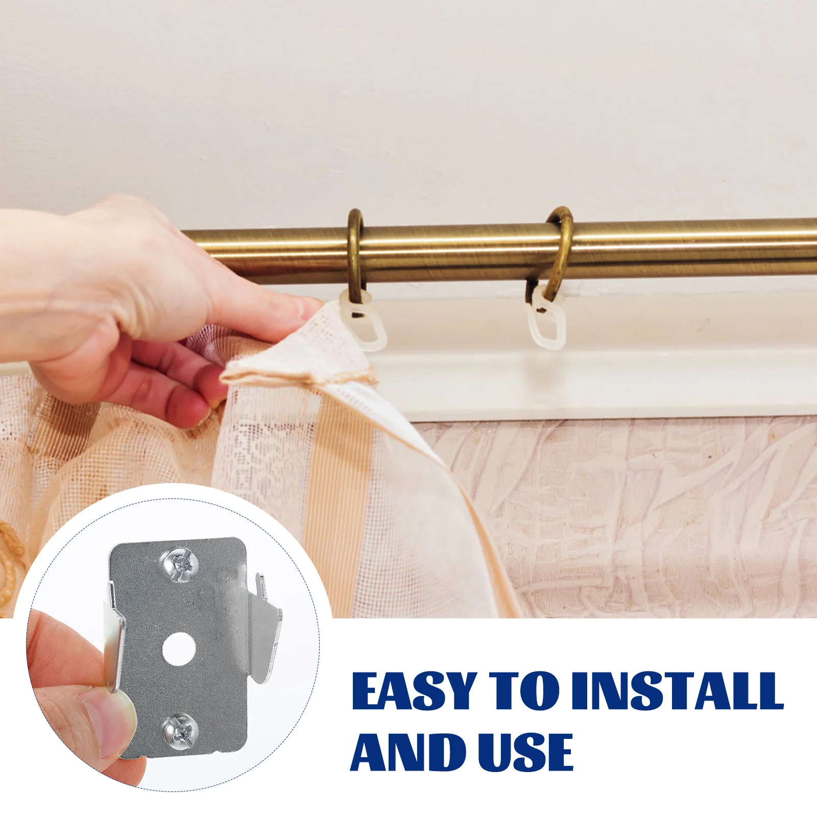 

2Sets Curtain Rod Brackets Metal Heavy Duty Strong Bearing Capacity for Home Office Window Curtain Mounting Accessories