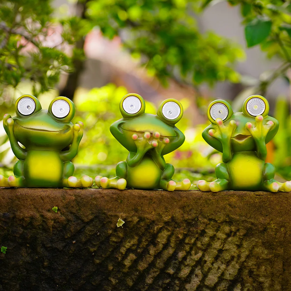 

Glowing Eyes Resin Frog Statue Solar Light Landscape Yard Path Lawn Outdoor Courtyard No Say Look Figurines Home Garden Decor