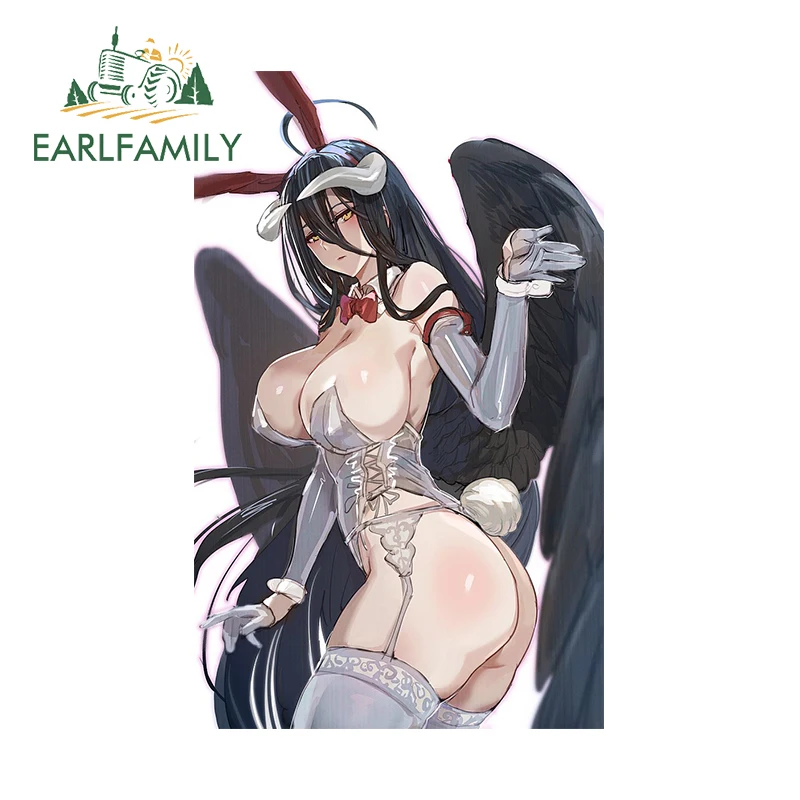 

EARLFAMILY 13cm X 8.1cm for Albedo Sexy Car Stickers Sunscreen Simple Decals Occlusion Scratch Graffiti Cartoon Car Label