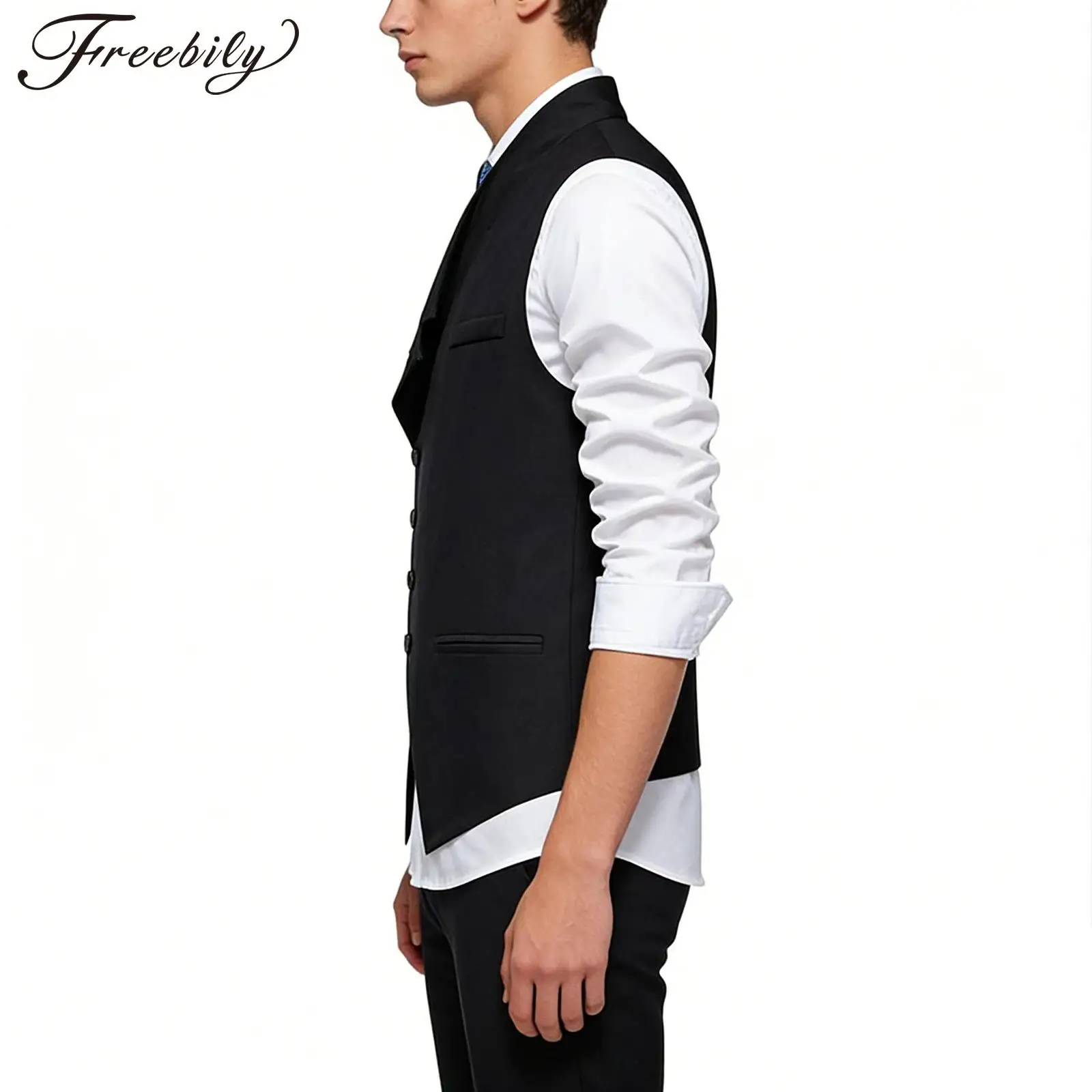 

Male Gentleman Waistcoat Holiday Festival Party Outfits Adults Men Prince Costume Waistcoats Lapel Button-down Suit Vest