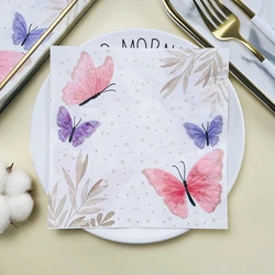 10/20pcs/Pac 33*33cm 2-Ply Fresh Butterfly Leaf Printed Tissue Paper Party Decoration Paper Wedding Colourful Napkin Placemats