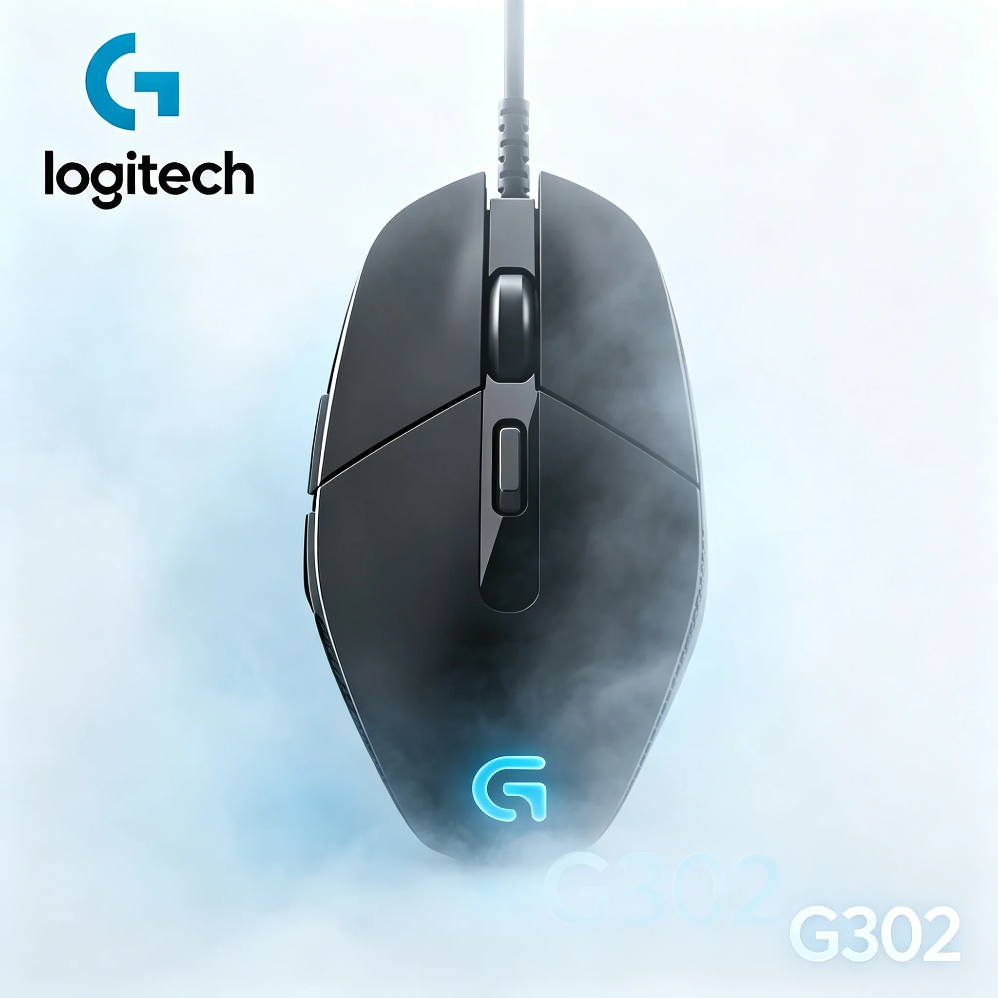Logitech G302 USB Wired Mice For Gaming 4000DPI High‑Accuracy Sensor RGB Logo Light Ergonomic Mice For Laptop Office Work
