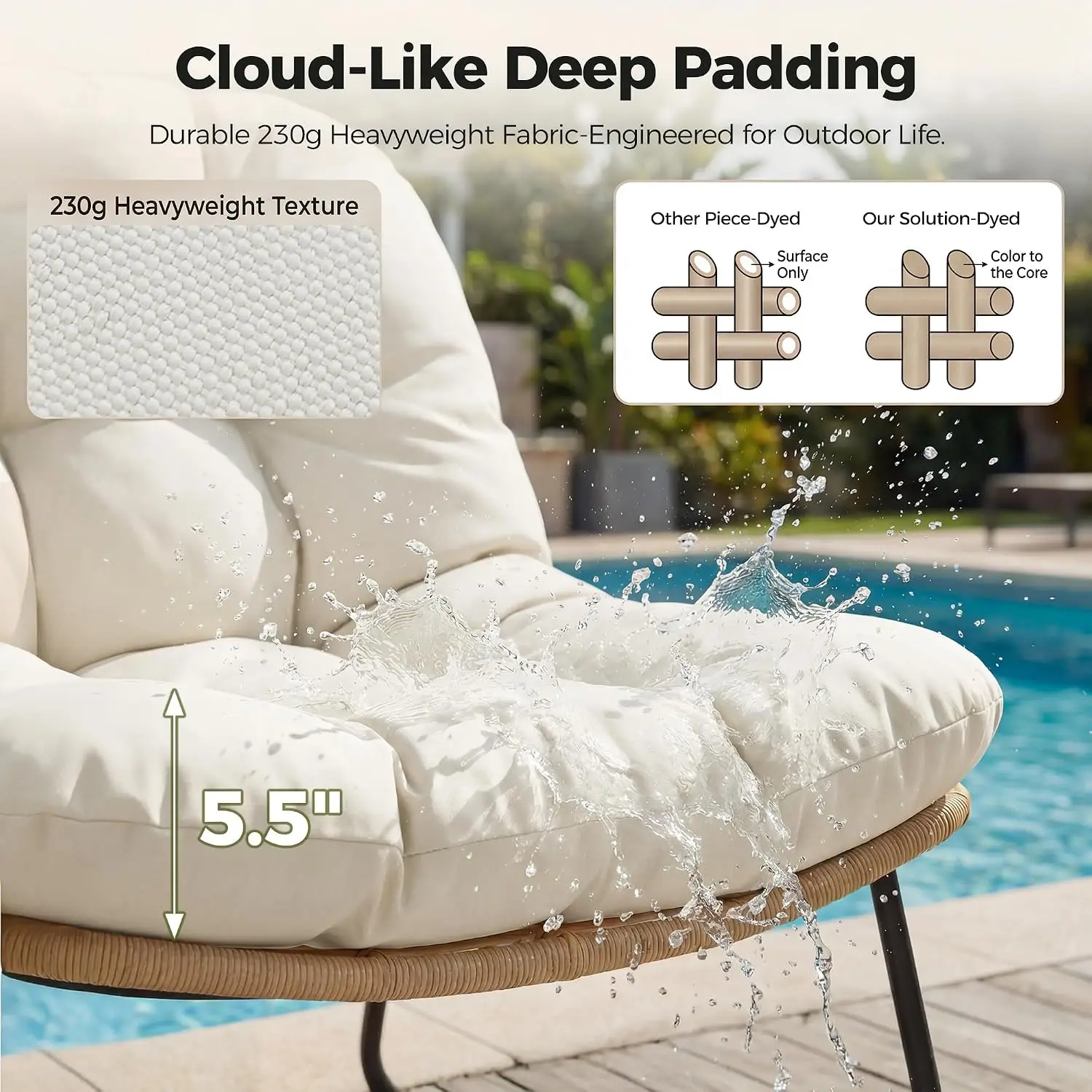 Nordic Wicker Double Papasan Patio Loveseat side angle view