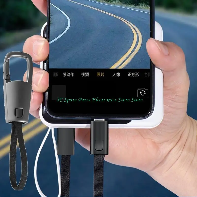 SZ Braided USB C Charging Cable 60W Power Delivery Keychain Design Alloy Carabiner for Devices Charging Cord