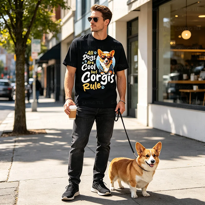 Pembroke Welsh Corgi - All Dogs Are Cool But Corgis Rule T-Shirt Y2k Pembroke Welsh Dog Owner Saying Tee Soft Cotton Personlity