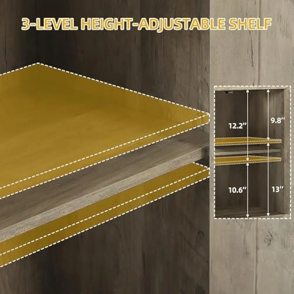 Mobiletto per dispensa da cucina da 67", scaffale per panettiere con armadietto portaoggetti, bar con stazione di ricarica, credenza per buffet