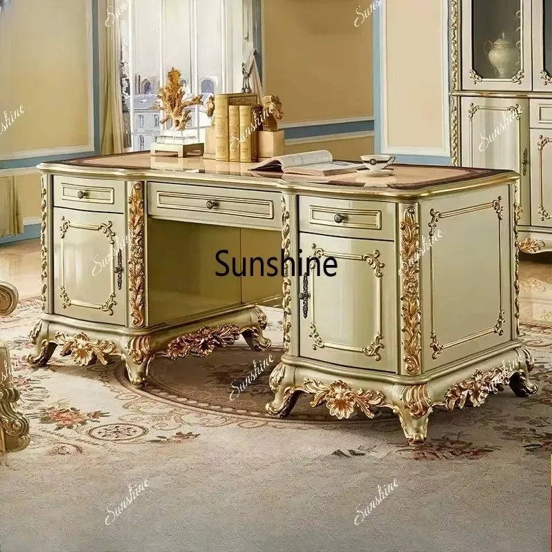 French solid wood desk large apartment villa furniture