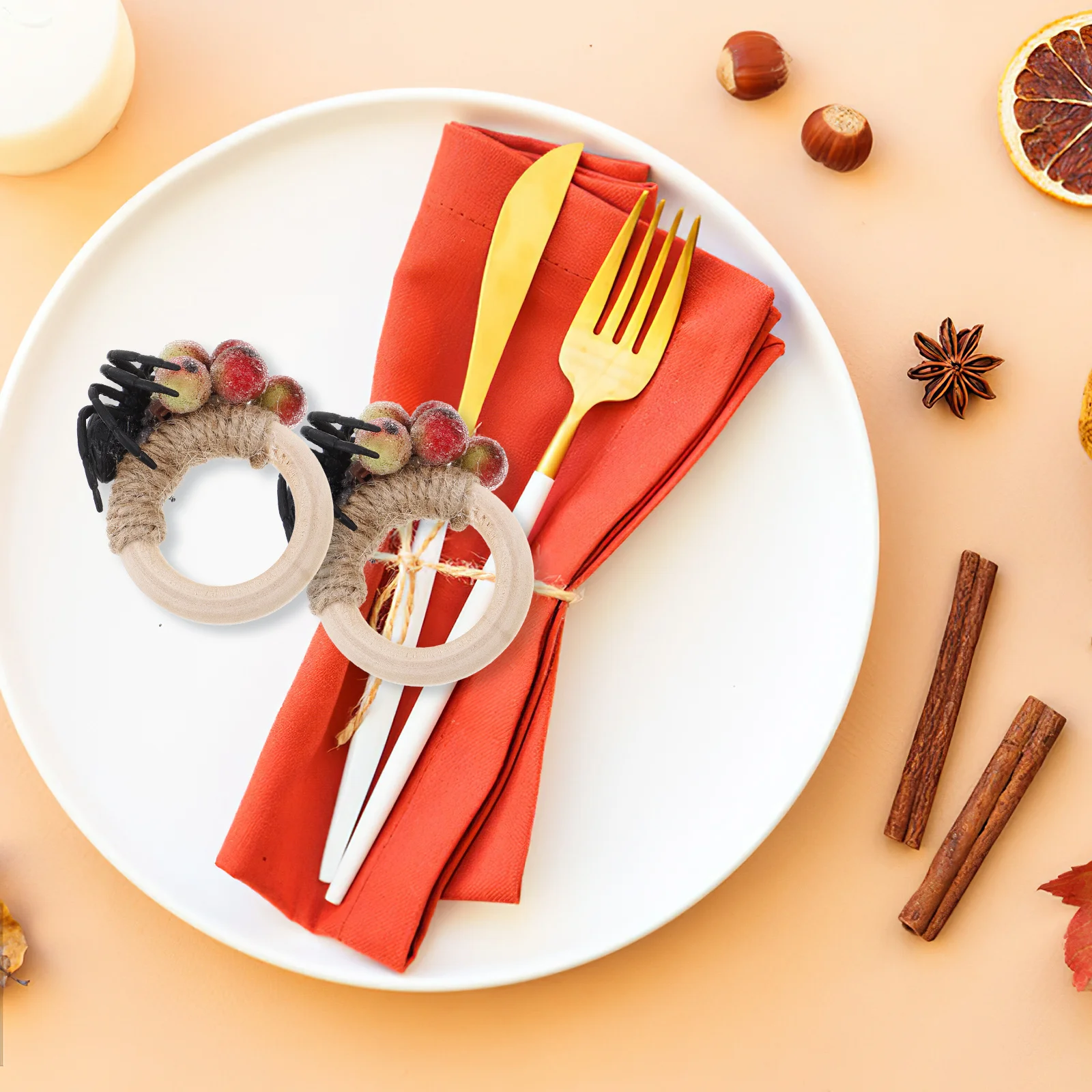 

6Pcs Unique Spider Napkin Rings Halloween Serviette Ring Holder for Elegant Table Decorations Halloween Spider Napkin Rings