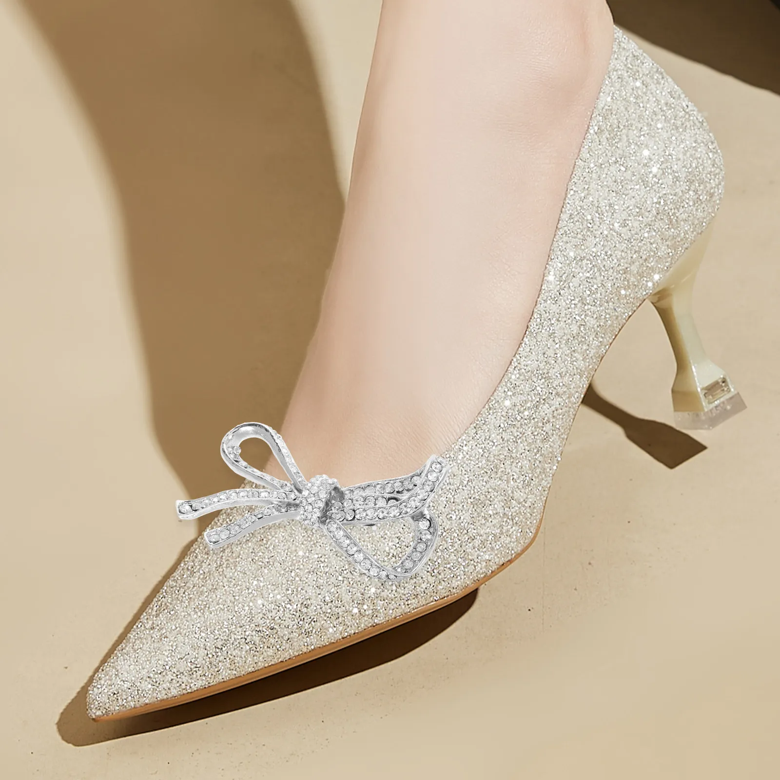 

1Pair Rhinestone Bow Shoe Clips Metal Decorative Buckle Attachments for High Heels Comfortable Wedding Shoe Accessories