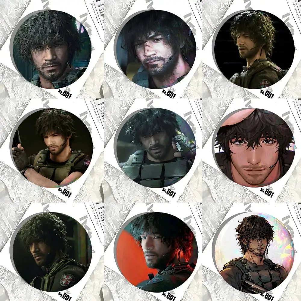 Game Resident Evil Carlos Oliveira Round Badge Creative Brooch Clothing Backpack Accessories Lapel Pin