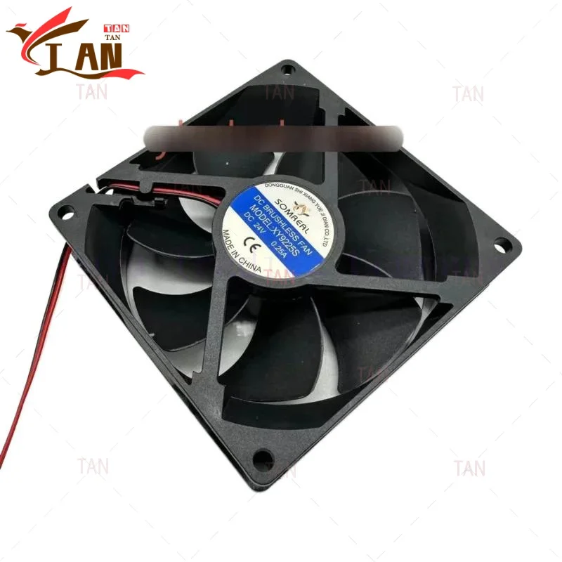 

FOR SOMREAL XY9225S DC 24V 0.25A 92x92x25mm 2-Wire Server Cooling Fan TAN