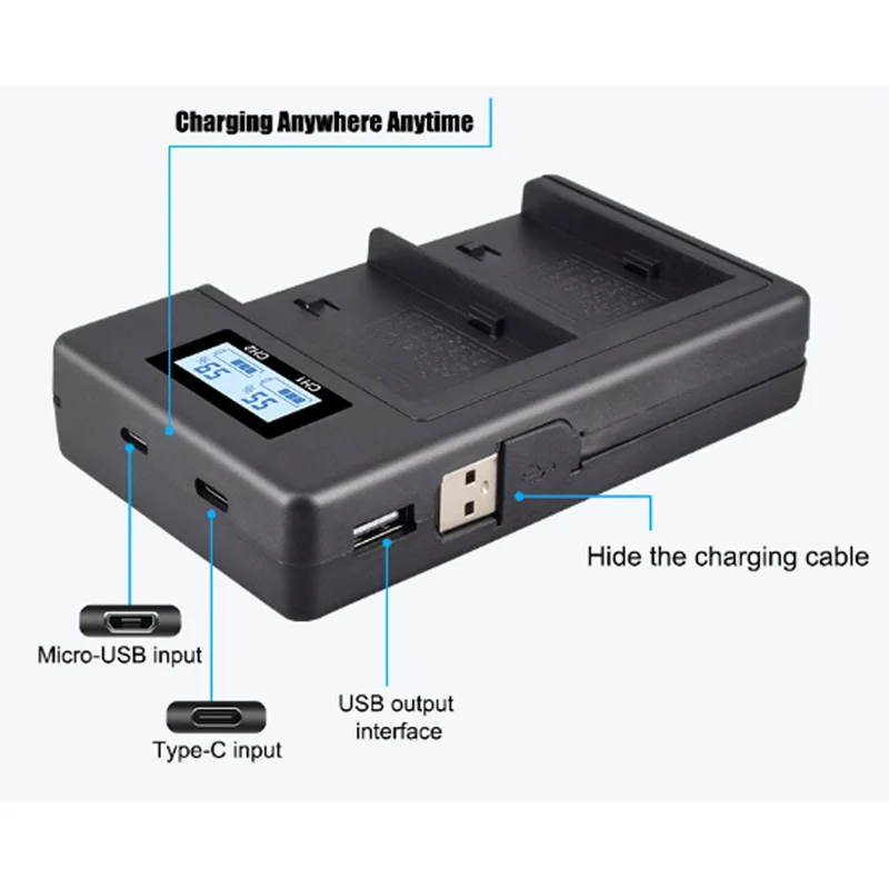 NP-F970 Digital Battery Charger For Sony Camera F750 F990 Fill Light 2500C Charger