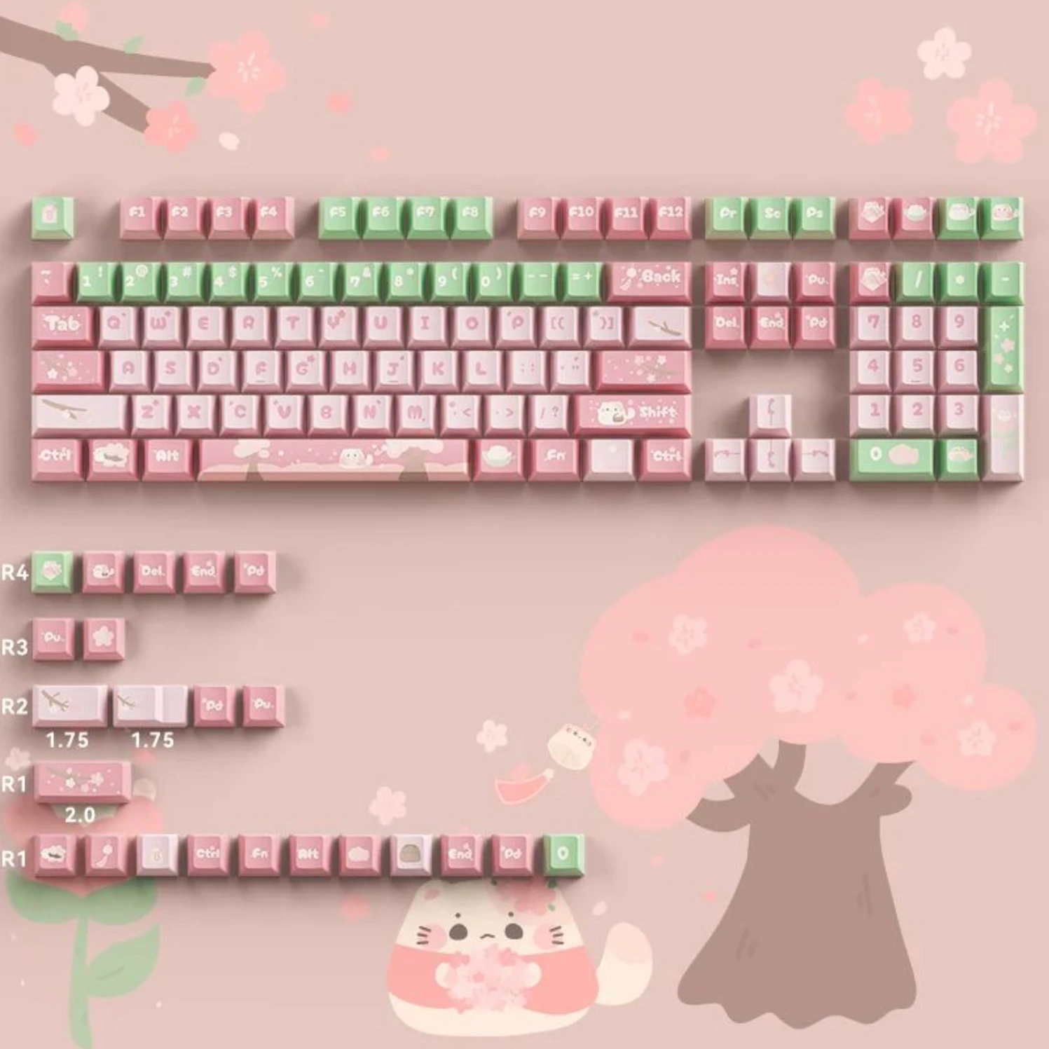 Süße kleine Lamm Keycap pbt Sublimation Kirsch profil rosa kawaii Keycaps