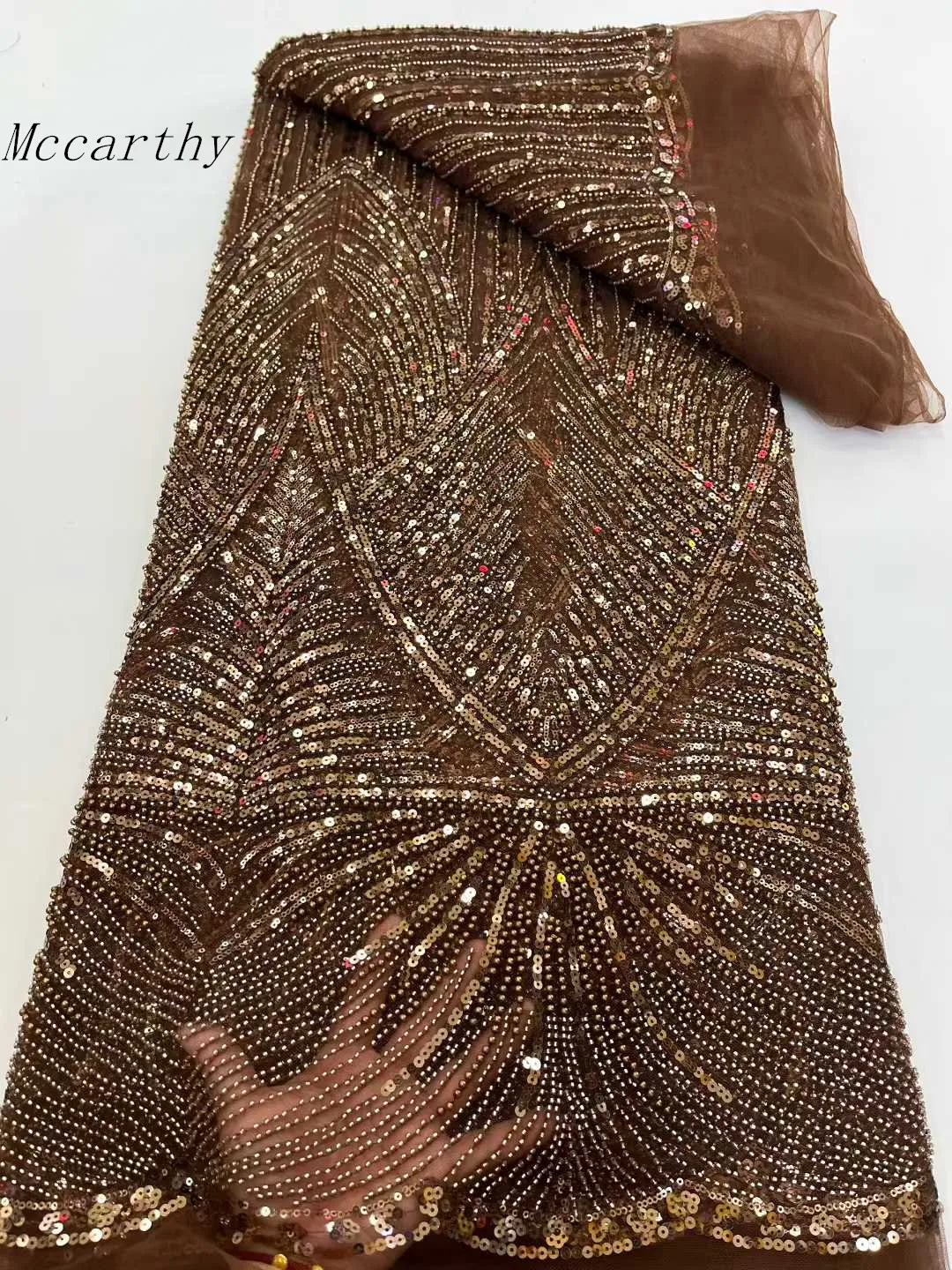 

5 Yards Luxury African Sequins Embroidered Groom Lace Fabric 2025High Quality French Nigerian mesh Lace Fabric For Wedding Dress