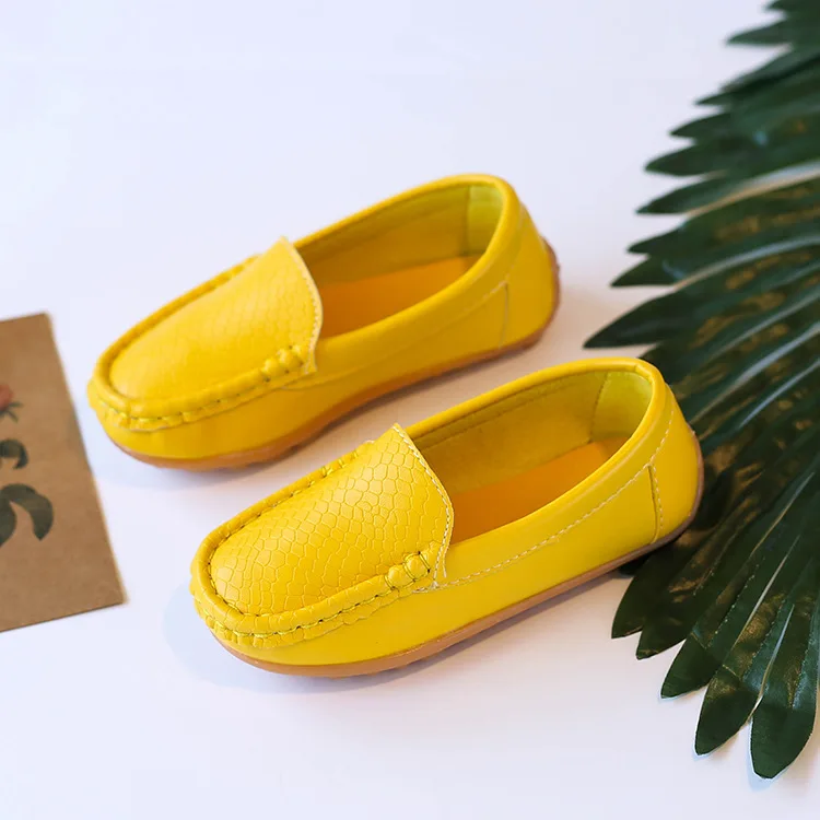Kids'Casual Shoes Solid Color PU Leather Fashion Spring Flat Shoes For Children Anti-slip Black White Shoes Size 21-36