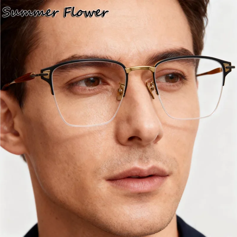 

Men Glasses Optical Eyewear Multifocal Prescription Pure Titanium Sqaure Progressive Lens High End Blue Light Reading Glasses