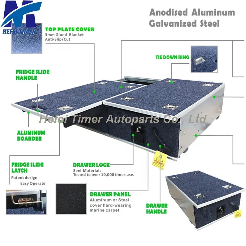 カスタマイズされたダブル引き出しボックス,4x4,引き戸付きキッチンカー,フォードレンジャー,三菱,リモコンmk/ml