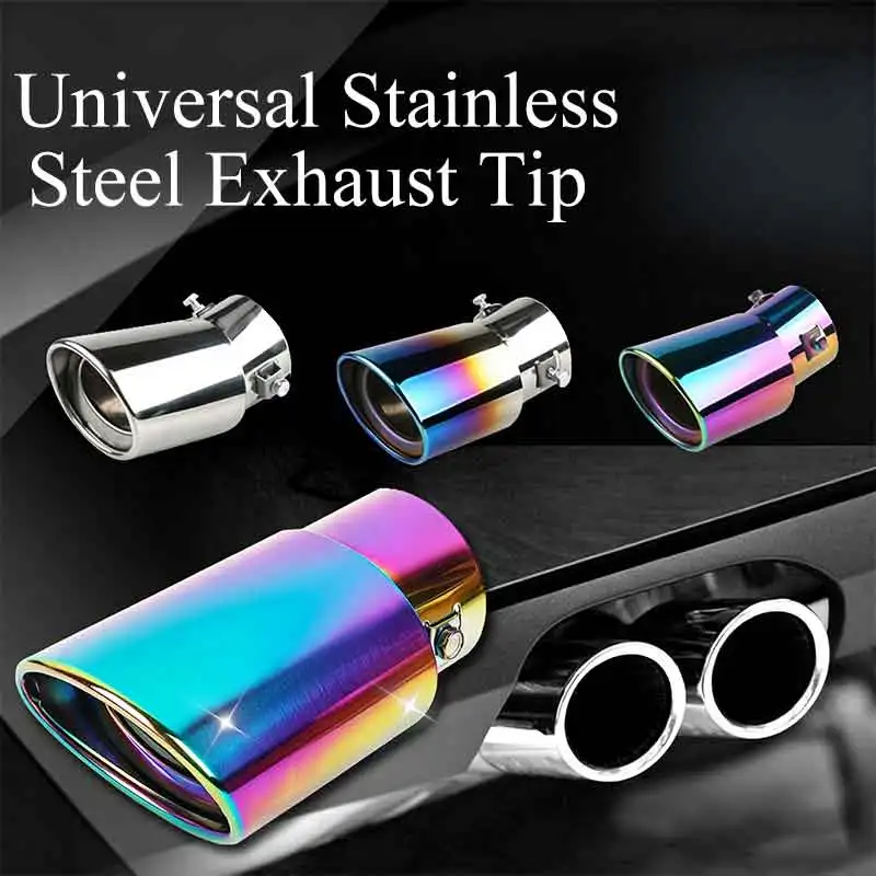 

1PC 2.6 Inch Inlet Car Exhaust Muffler Tip Stainless Steel Chrome Rear Tail Pipe Universal For Most Cars