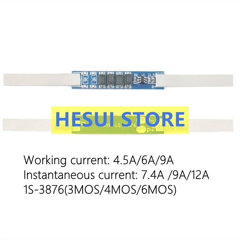 Single 3.7V lithium battery 1 string 18650 polymer battery protection board module 4.5/6/9A operating current