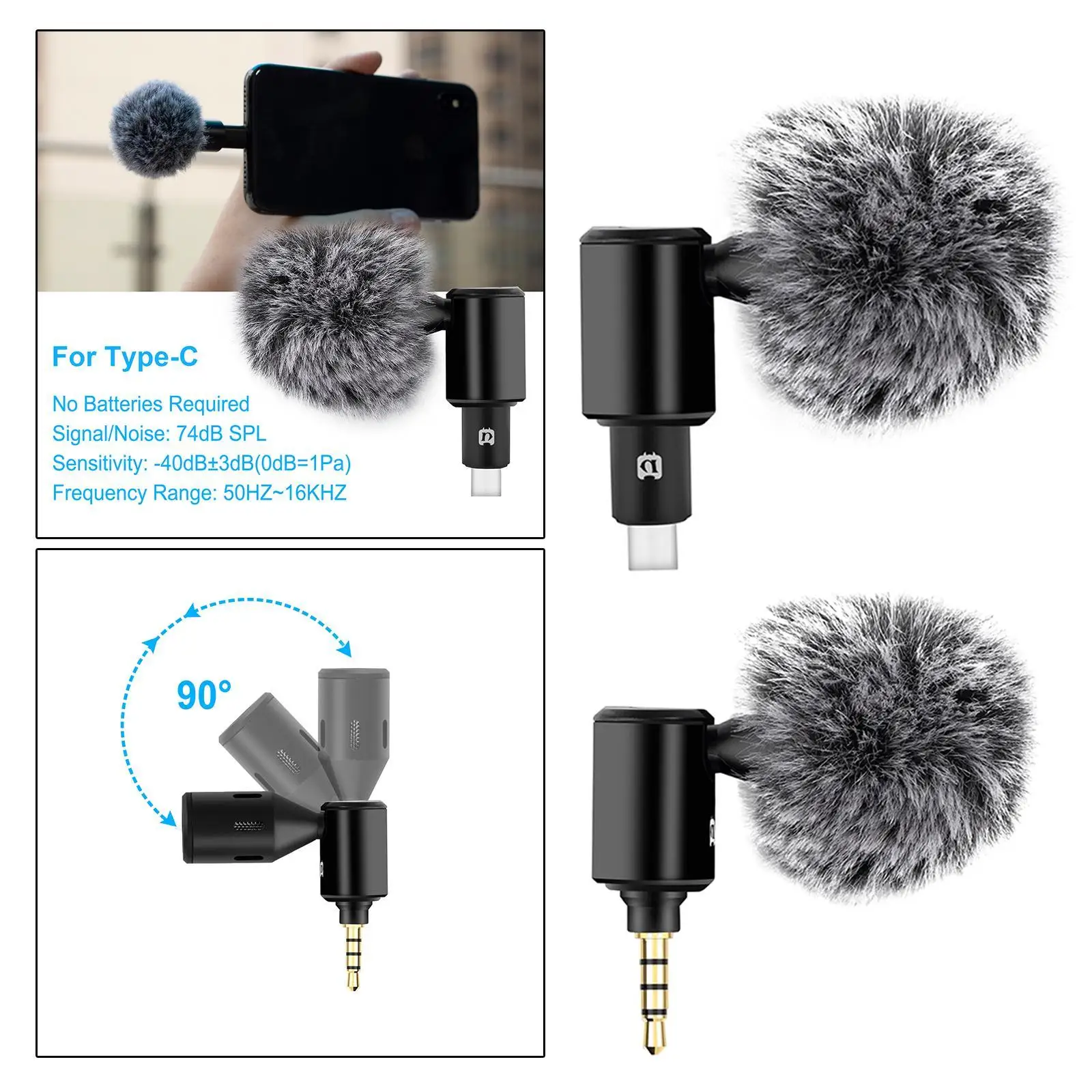 Wireless Microphones Omnidirectional Condenser Lavalier Mic Accessories Kit for Mobile Phone Video Recording