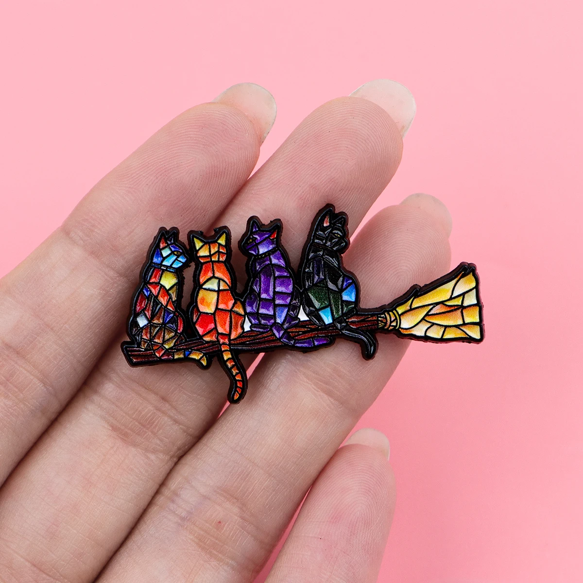 Colorful Cat Enamel Pin Witch Badges Women Brooches Cosplay Accessories Gifts Toys for Backpack Hat Lapel Pins Jewelry Fashion - view 5