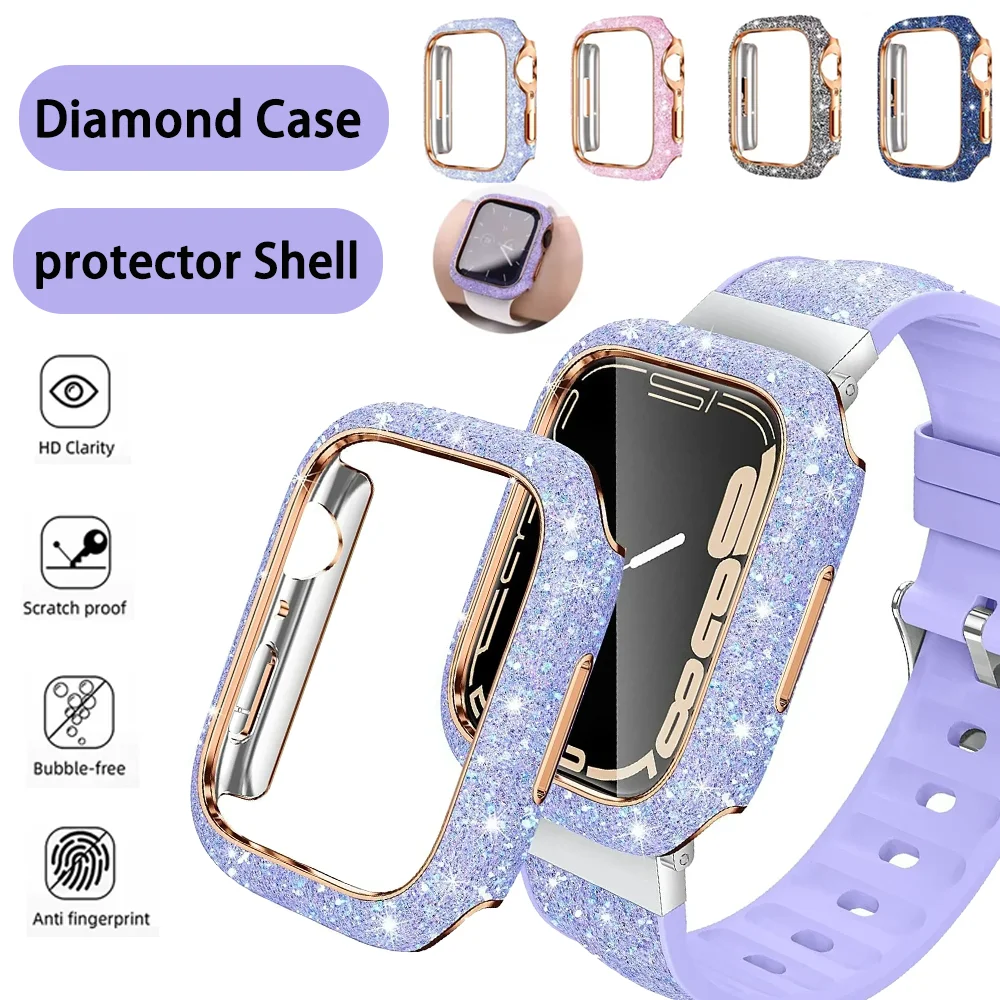 Diamant-Uhrengehäuse für Apple Watch 11 10 46mm 42mm HD-Displayschutzfolie Hülle Serie 9 8 7 6 5 SE3 45mm 41mm 44mm 40mm Cover