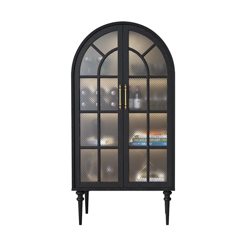 Nordic Classic Living Room Cabinets Rustic Display Wooden Storage Living Room Cabinets Glass Black Vetrina Esposizione Furniture
