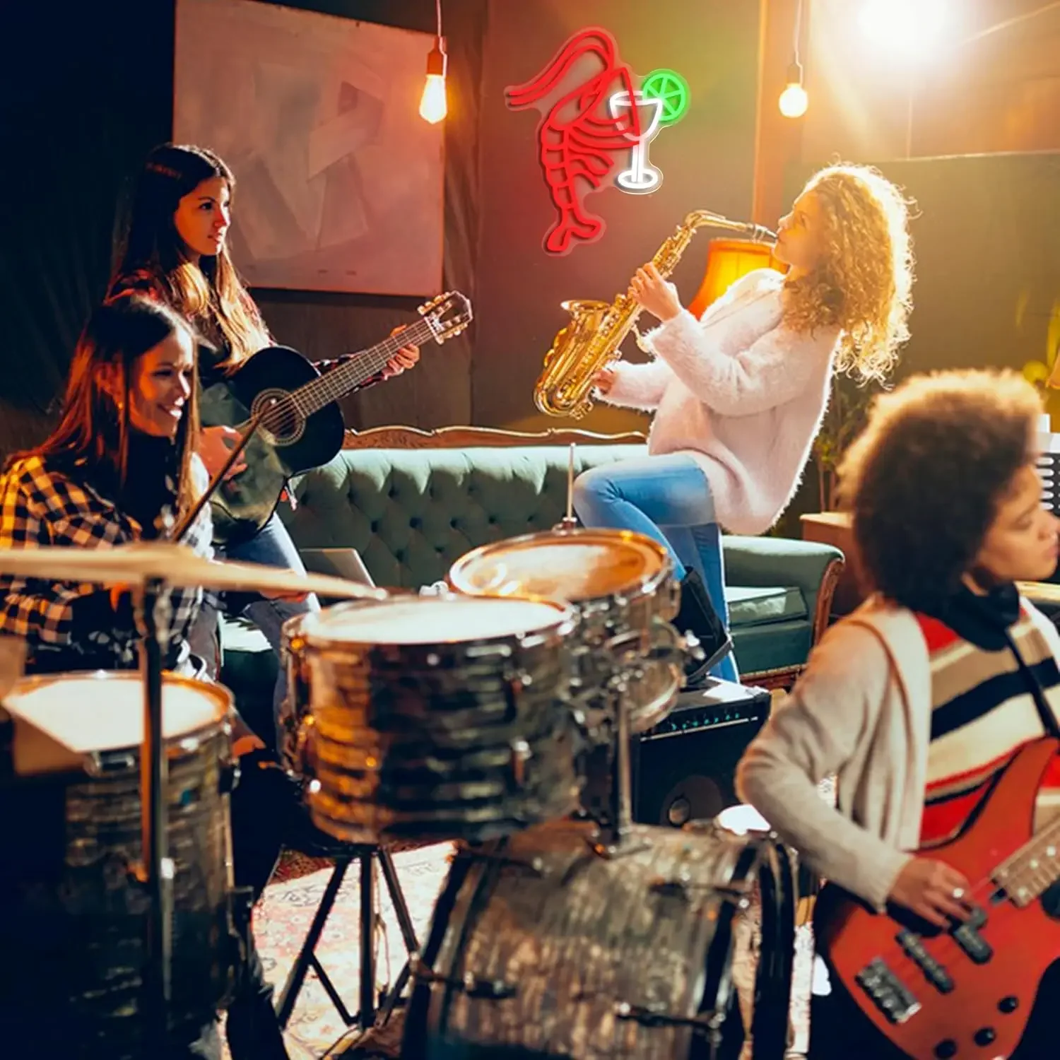 Lobster Cocktail Neon Sign LED Dimmable Shrimp Neon Light for Party Bar Pub Restaurant Shop Window Club Wall Decor Opening Gift