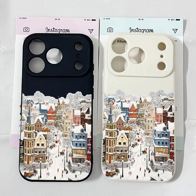 

Beautiful Winter Snow Phone Case For iPhone 17 16 15 11 12 14 13 Pro Max Mini X XS XR 7 8 Plus SE4 16E Merry Christmas Cover