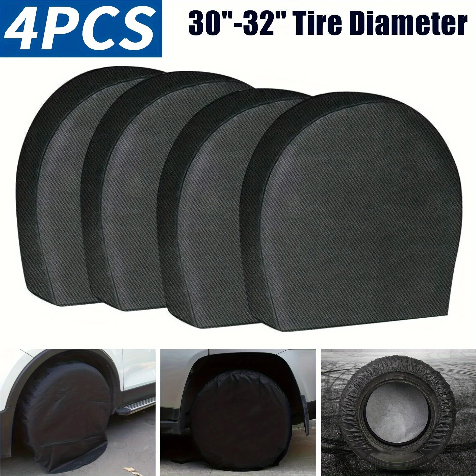 Multiple Vehicle Types Tire Protection 4-Piece Set, Waterproof Design Fits Trucks Trailers Campers SUV, Universal Protection Set