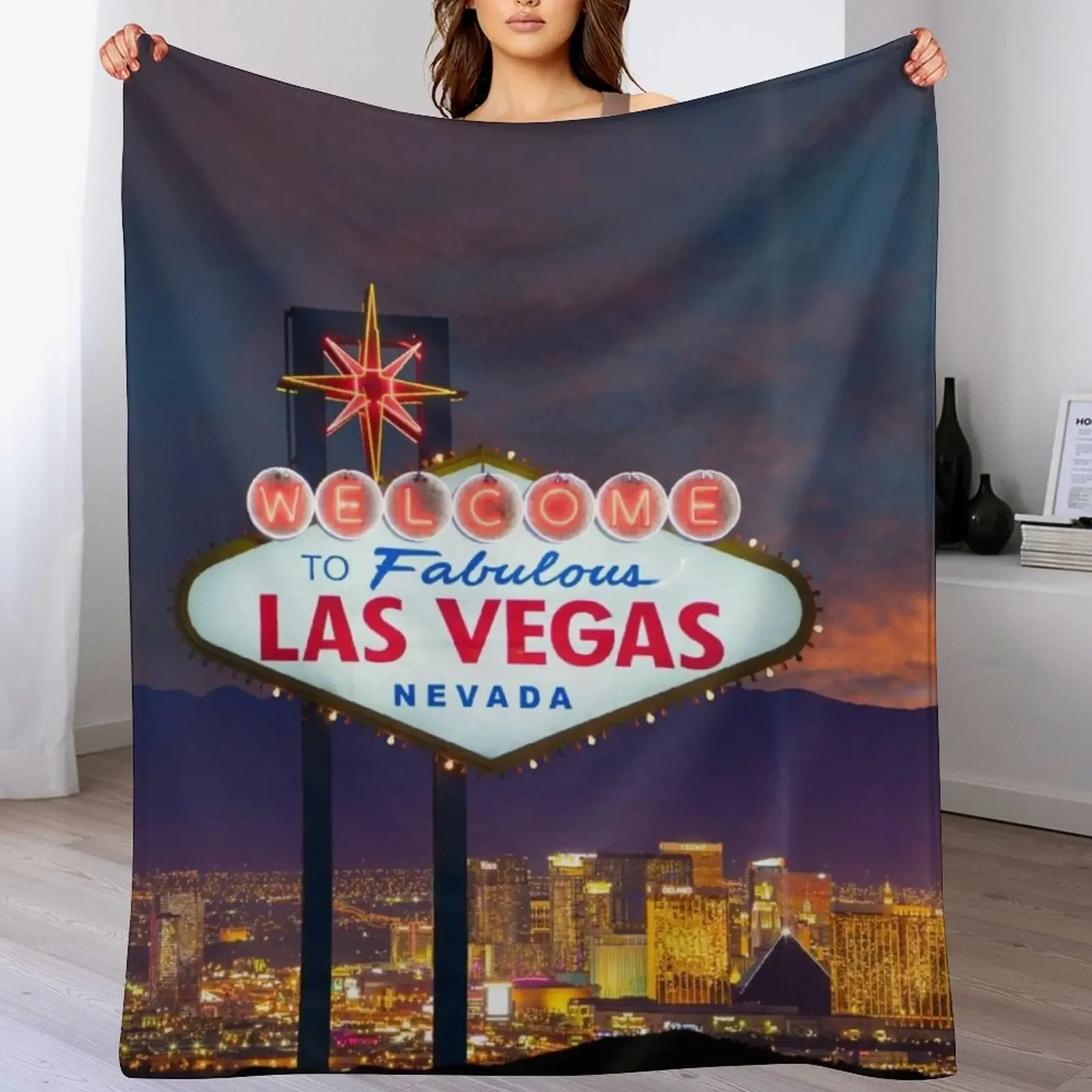 

Las Vegas Throw Blanket Multi-Purpose Beach Plaid on the sofa Moving Blankets