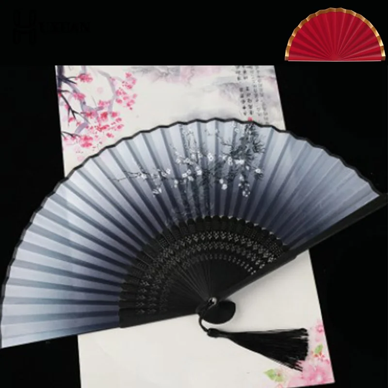 Vintage Silk Folding Hand Fan Chinese Japanese Bamboo Fans Craft Gifts Women Dance Performance Props Home Decoration Ornaments