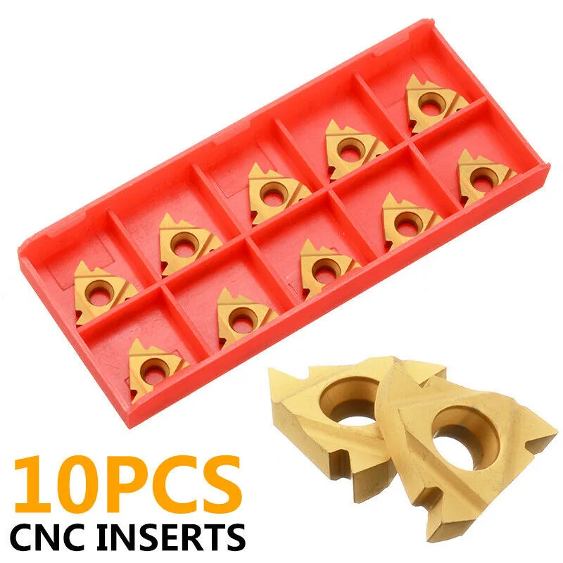 10pcs 16ER AG60 Indexable Carbide Inserts for Lathe Tool Holders with 60 Degree Thread Profile and 0.5-3.0 Pitch