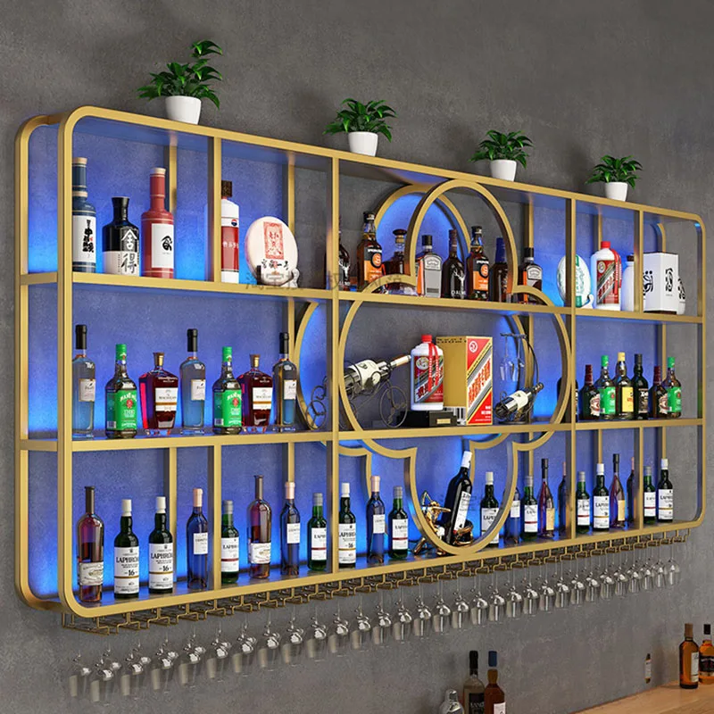 Prateleira de vinho rack sala estar bar carrinho comercial led flutuante mini parede liquores montado armário exibição tiki móveis ao ar livre la