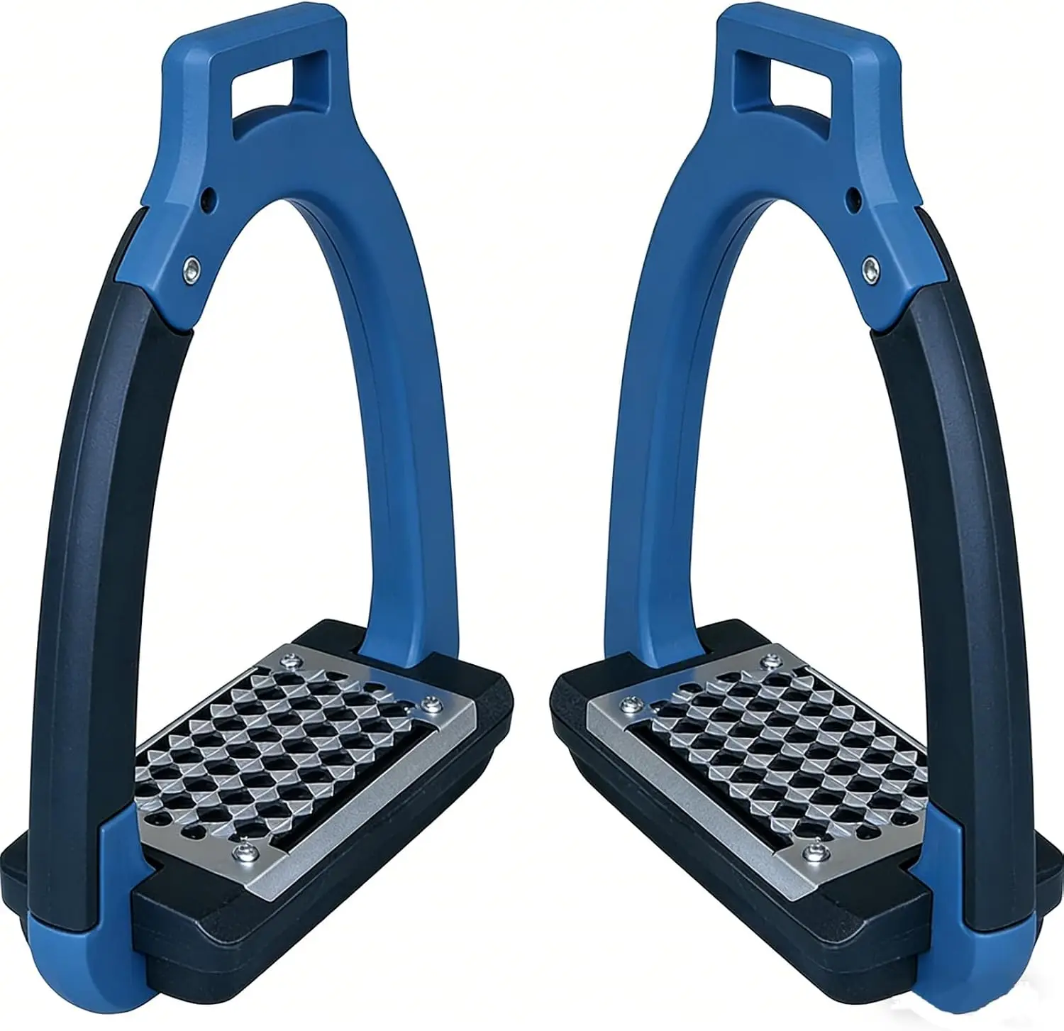 1 Pair Aluminium Alloy Horse Stirrups Safety Stirrups Side Opening Design for English Saddle with 5° Tilt Ergonomic Footplates