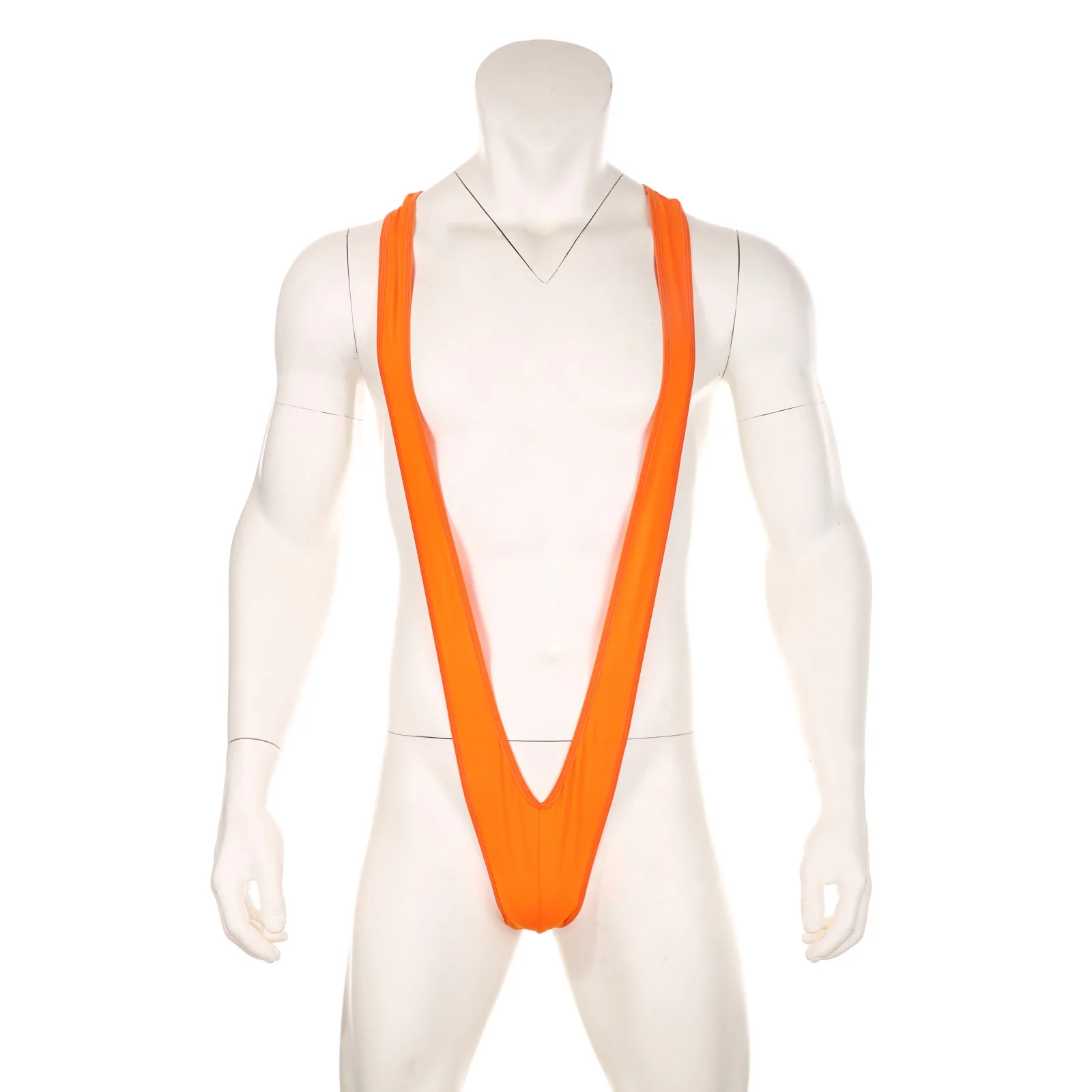 Seksi erkek erotik iç çamaşırı mayo askıları Borat Mankini tek parça V Sling streç tekli Bodysuit külot streç