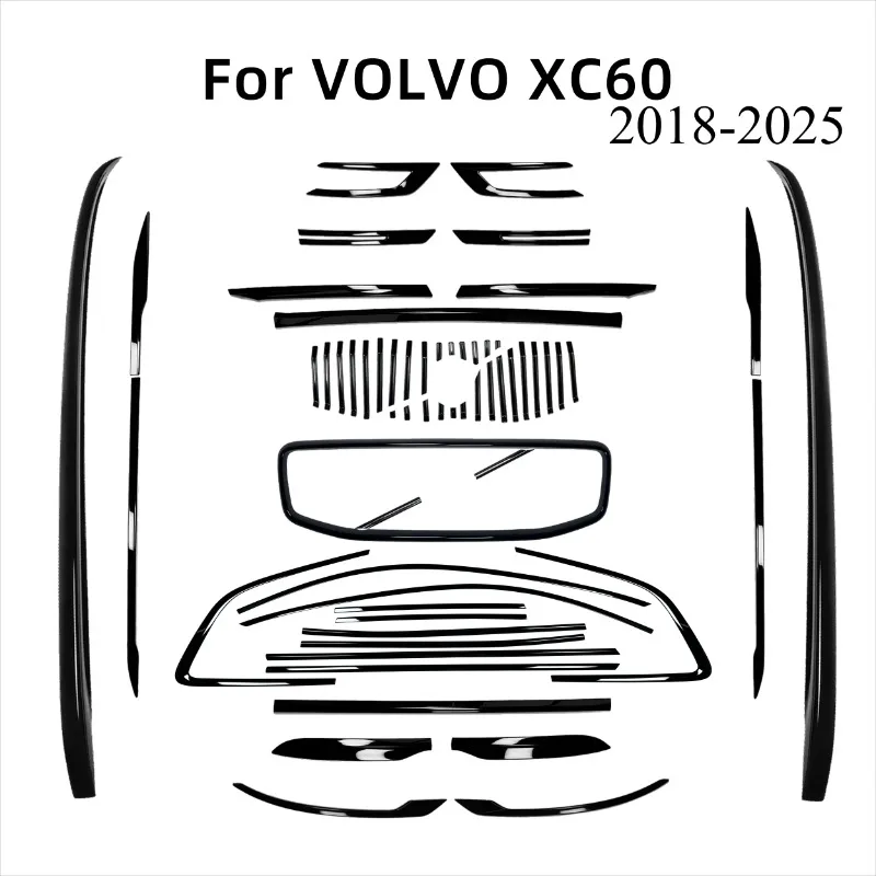 

Front fog lights on the grille windows, exterior modification of the vehicle with black decorative strips For VOLVO XC60 2018+