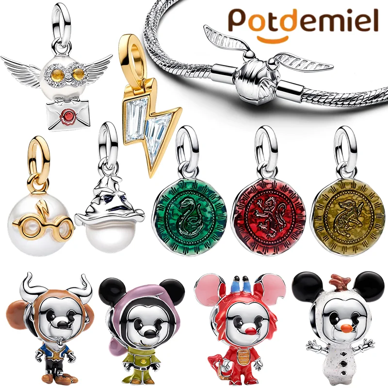 925 Silver Magic School Charm Bead Pendant Fit Original Bracelet Necklace DIY Women Festival Party Birthday Jewelry Gift Fashion