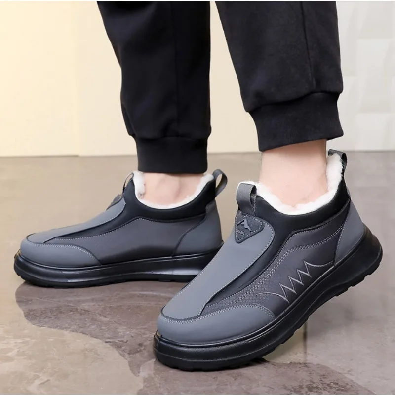 

Хлопковая обувь, мужские зимние новые стильные мужские теплые плюшевые зимние ботинки, уличные непромокаемые рабочие хлопковые ботинки для папы, Zapatos Botas