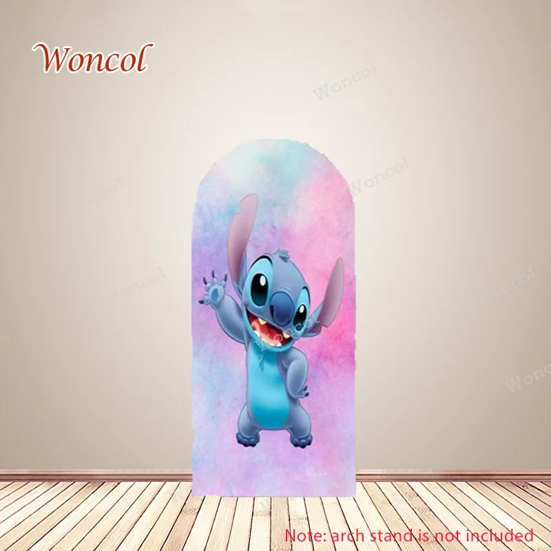 Imagem -02 - Lilo & Stitch Birthday Arch Backdrop Capa Dupla Face Disney Foto Fotográfica Adereços para Criança Baby Shower