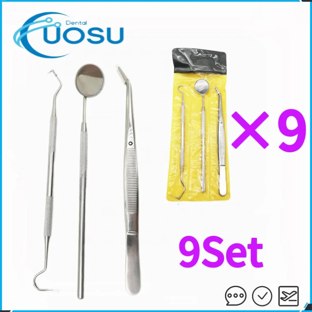 

9 set Dental Mirror Kit Dentistry Lab Mouth Mirror Dentists Pick Tool Teeth Scaler Dentist Tools Dental Materials Kits 3 pcs/set