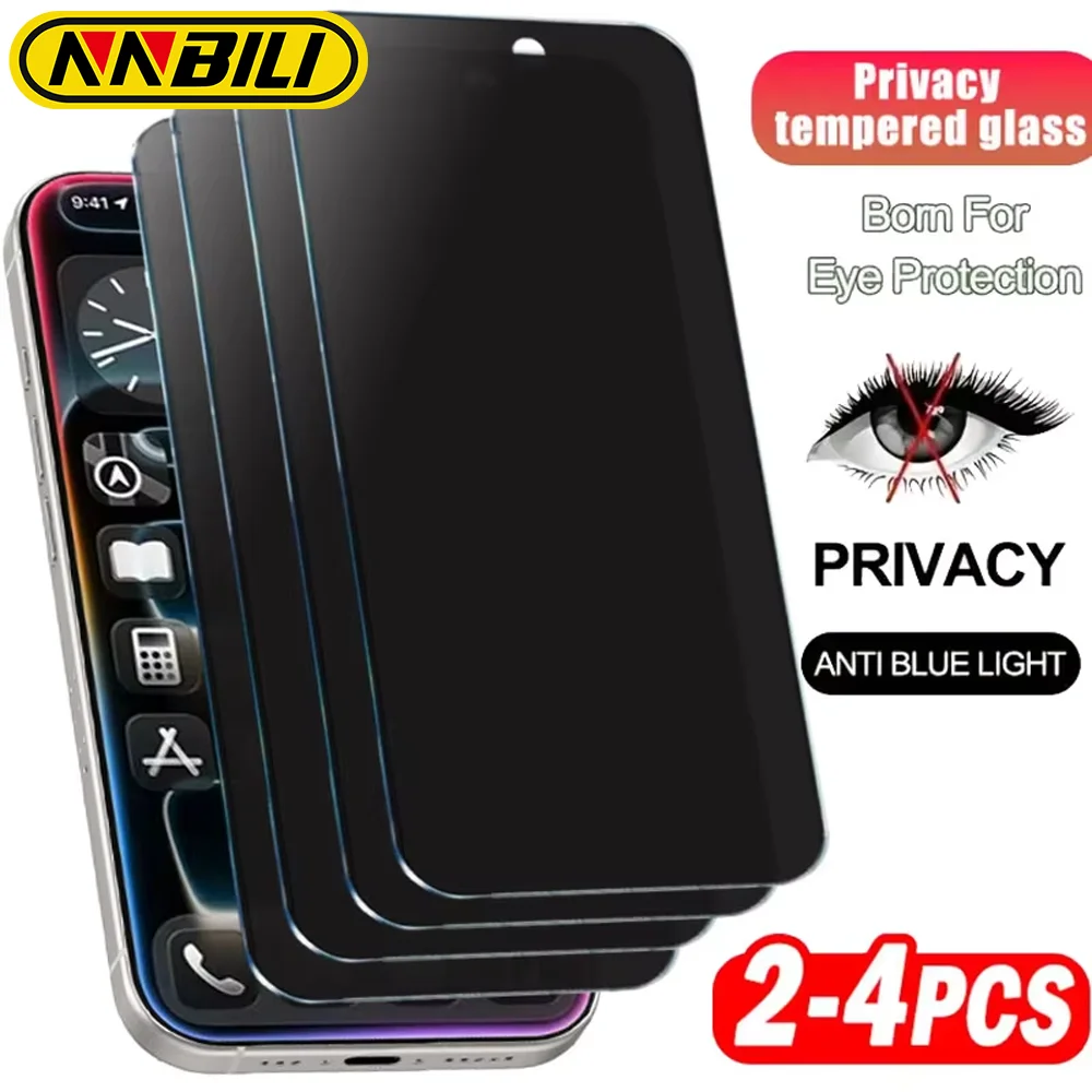 NNBILI 2-4 قطعة آيفون 17 برو ماكس واقيات شاشة الخصوصية آيفون 16 11 12 13 14 15 برو ماكس زائد مكافحة التجسس الزجاج المقسى